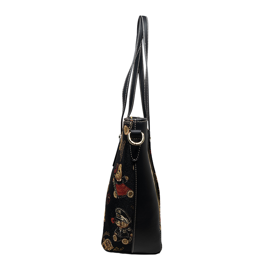 Henney Bear Crown Bear Designer Tote Bag with Zip Closure H-1002