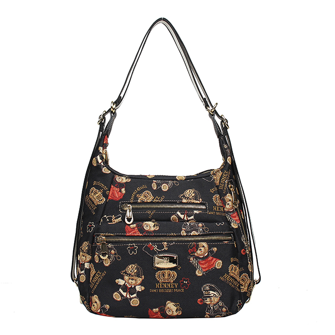 Henney Bear Crown Bear Multi-Pocket Shoulder Bag H-1166