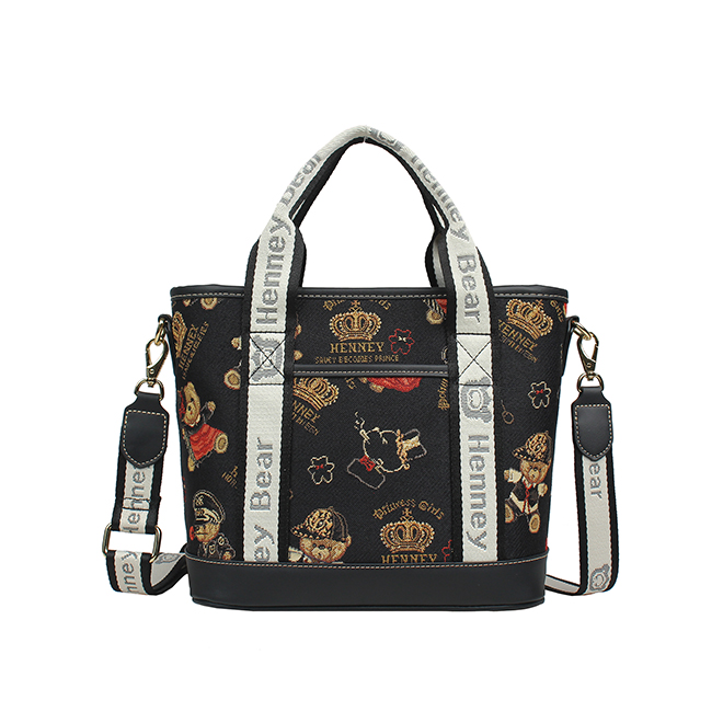 Henney Bear Crown Bear Tote Bag with Adjustable Strap H-1140