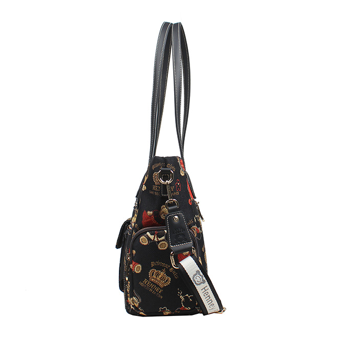 Henney Bear Crown Bear Women’s Tote Bag with Multi-Pocket Design H-1199