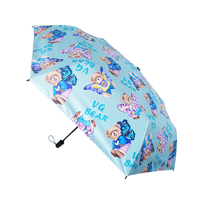Henney Bear Light Blue Women’s Folding Umbrella – Compact Travel Edition VU-001