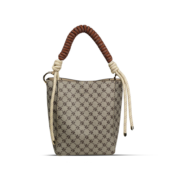 Henney Bear London Signature Tapestry Bucket Bag with Rope Handle - H-827