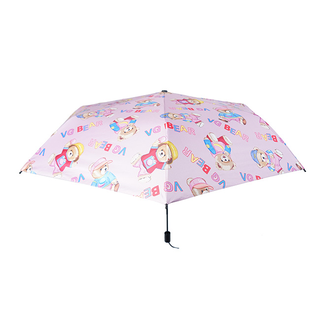 Henney Bear Pink Women’s Folding Umbrella – Compact Travel Edition VU-001