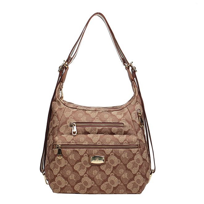 Henney Bear Shadow Bear Brown Multi-Pocket Shoulder Bag H-1166