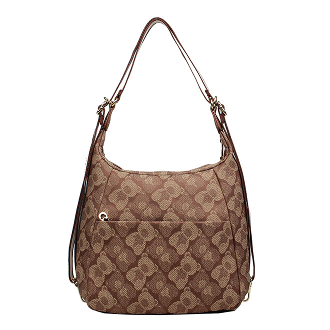Henney Bear Shadow Bear Brown Multi-Pocket Shoulder Bag H-1166