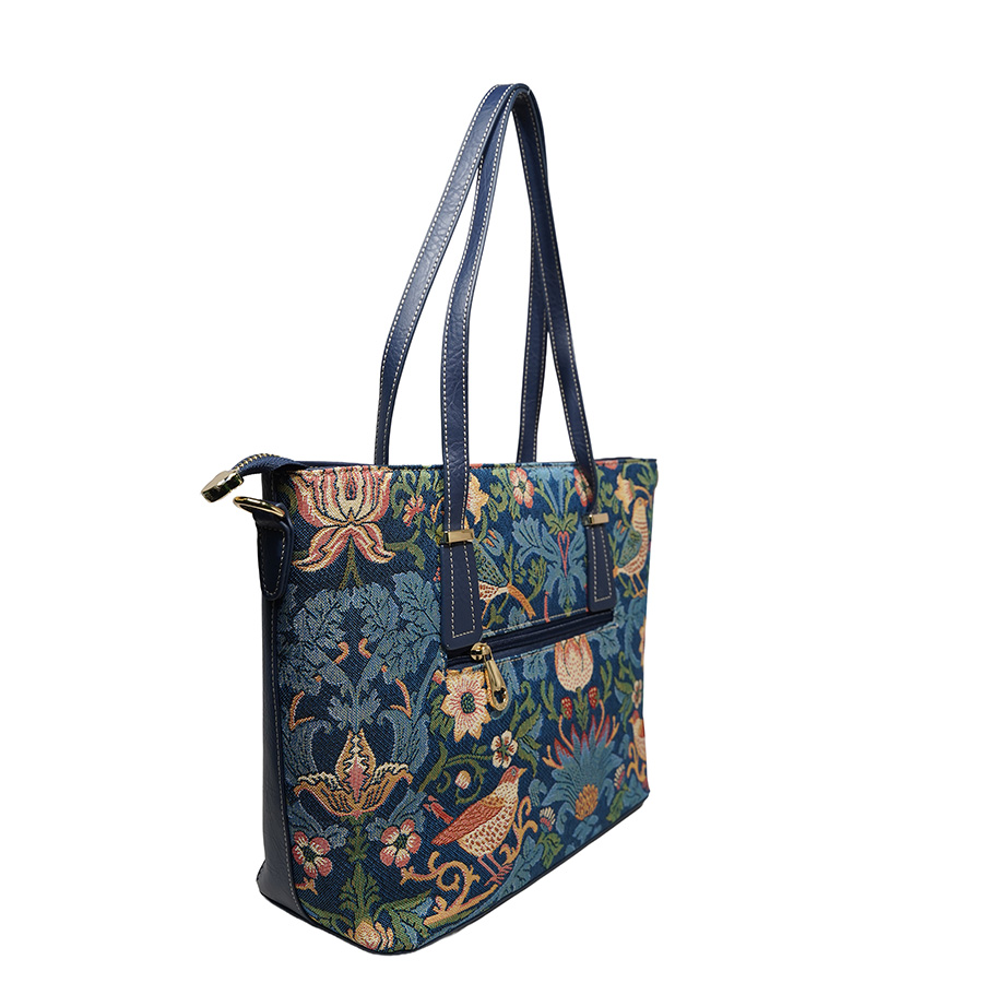 Henney Bear Strawberry & Bird Designer Tote Bag with Zip Closure H-1002