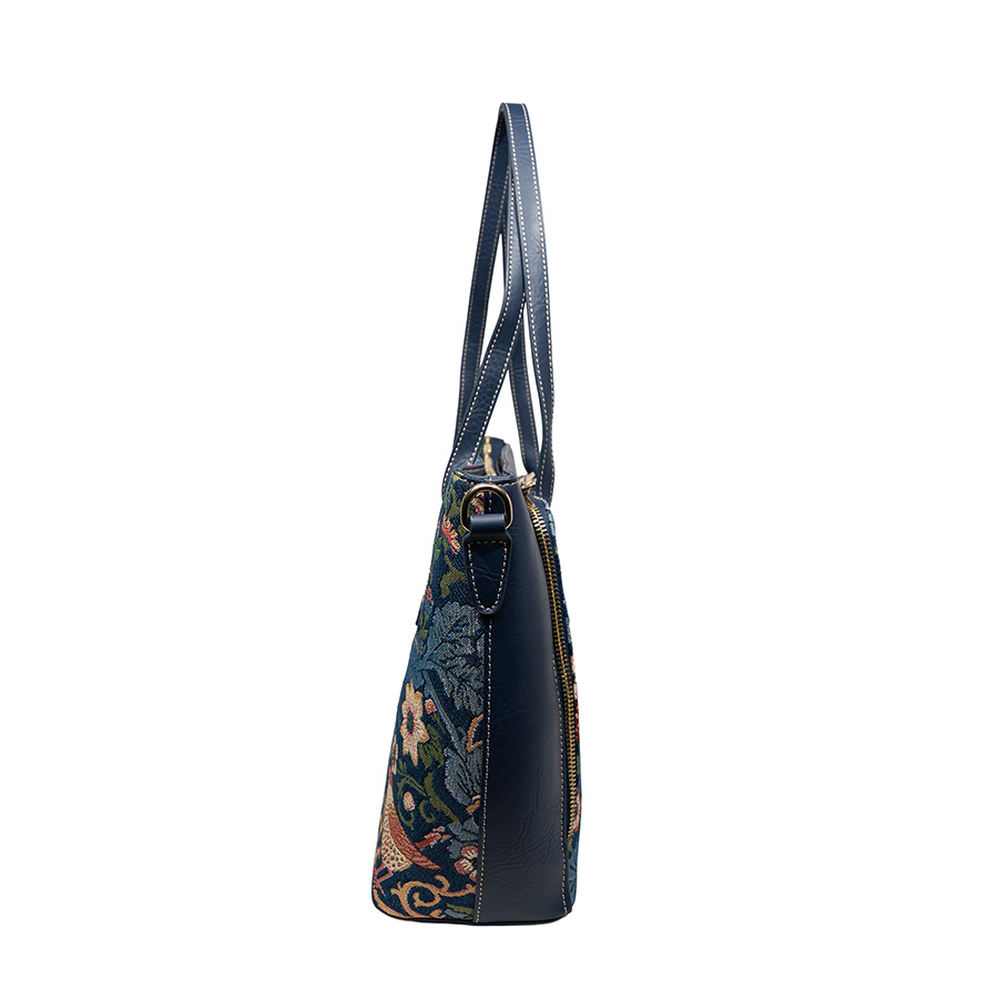 Henney Bear Strawberry & Bird Designer Tote Bag with Zip Closure H-1002