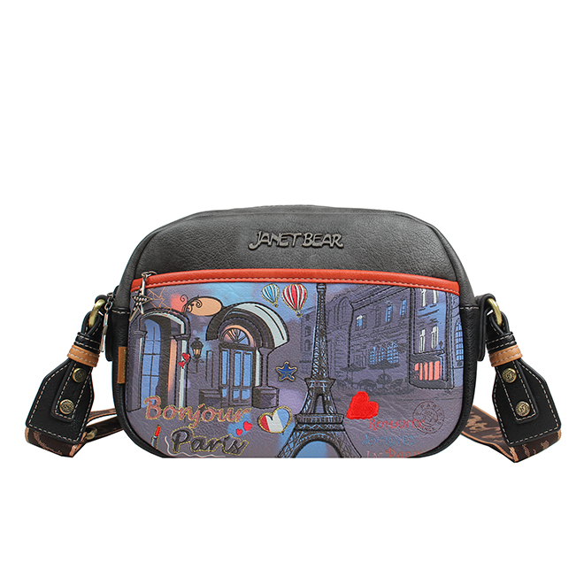 Janet Bear Paris Dream Crossbody Bag (Front Zipper Style) J-007