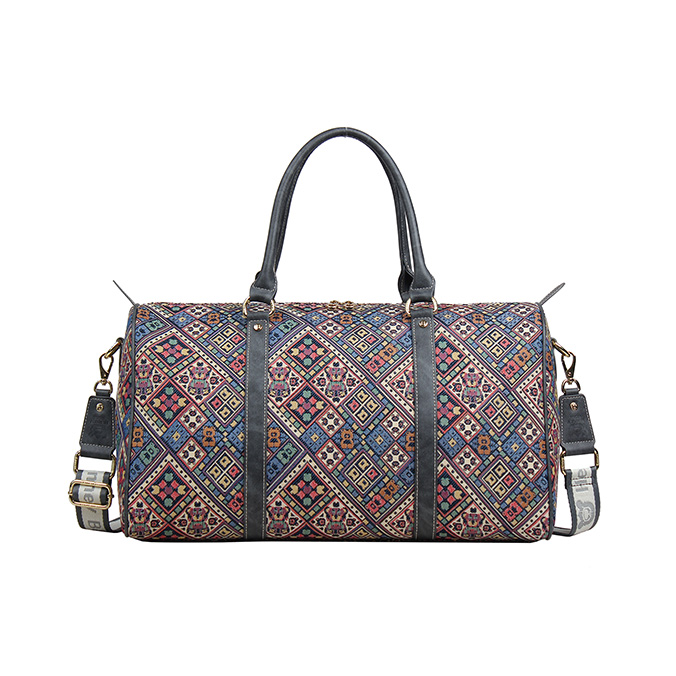 Vintage Check Weekender with Shoulder Strap - H-164