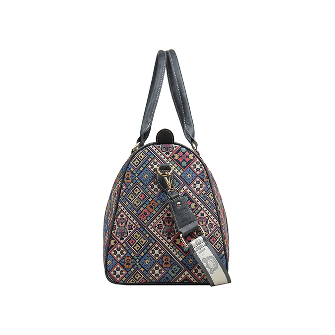 Vintage Check Weekender with Shoulder Strap - H-164